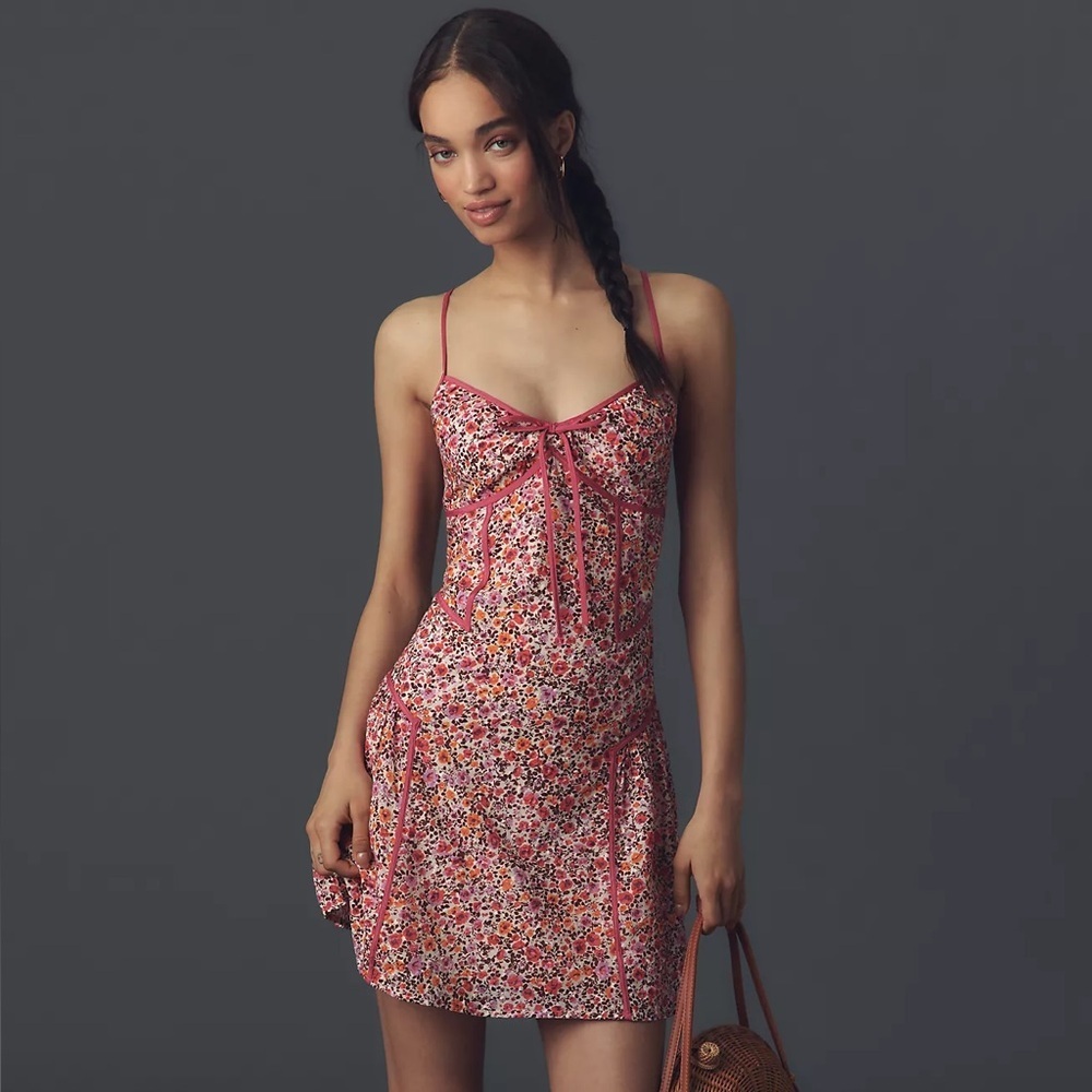 NWT! By Anthropologie Paneled Mini Slip Dress - Size Large 🦖